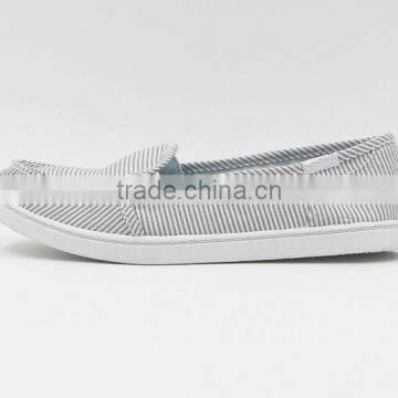 Brand Canvas Shoe White Stripe Lady Loafer Shoes China Factory Stock Cheap Selling photo-2