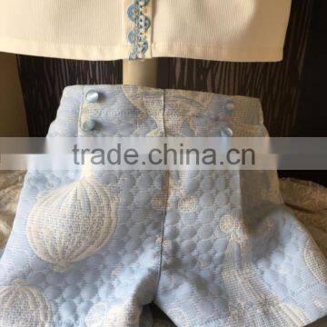 2017Kids Summer Outfit Baby Girls 2 Pcs Clothing Set Baby Falbala Top And Light Blue Short Set Newborn Girls Cotton Clothes Set photo-4