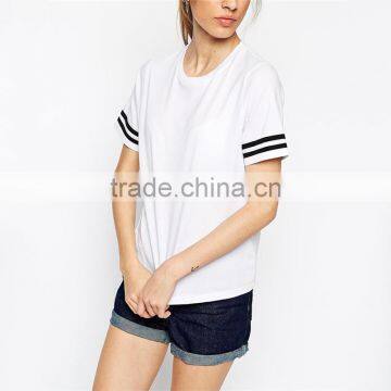 2017 Top Quality Customized Printed t Shirts With Stripe Sleeves photo-2
