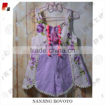 wholesale boutique summer dresses girls purple cotton romper