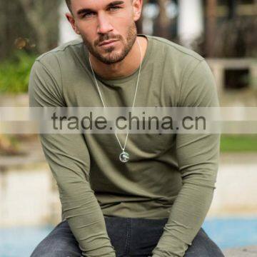 2017 Hot New Products Mens Long Sleeve Longline Curved Hem T Shirt Custom Elongated T Shirt Wholesale Fashion Streetwear photo-5