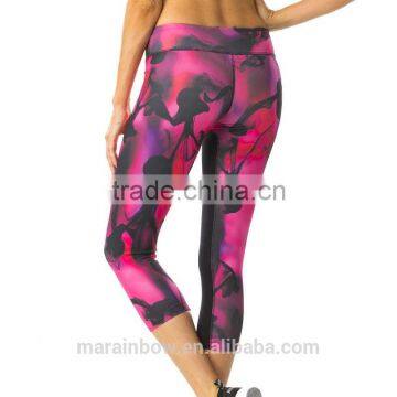 Polyester Spandex Dri-Fit Leggings Custom Sublimation Printed Full Length Leggings Pink Printed Gym Tights Pattern Leggings
