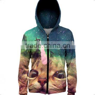 Fashion Design Womens 3D Animal Print Hoodie All Over Sublimated Full Zip Hoodie Dye Sublimation Printing Hoodie Wholesale