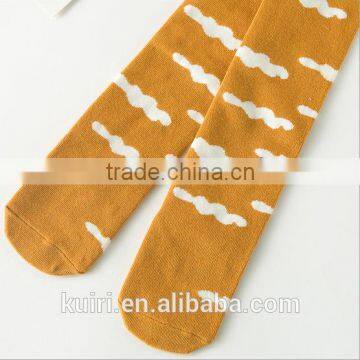 Cartoon Cat Desgin Lovely Kids Girl White Cotton Long Socks photo-3