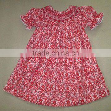 Red Damask wholesale smocked dresses for infant toddler girls - Spring 2014