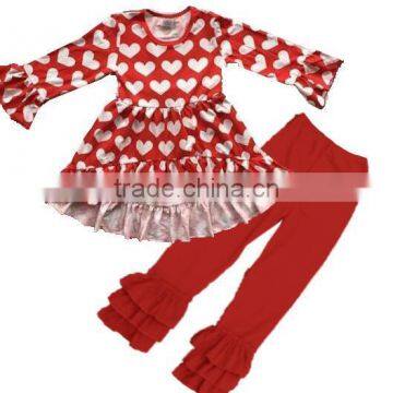 2016 winter spring long sleeve wholesale children's Valentine boutique girls kids red pink cute Baby