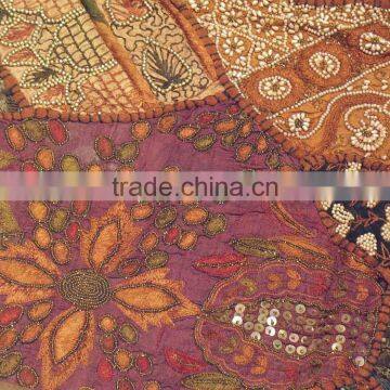 Chocolate Ethnic Floor Cushion India Euro Handmade Embellished Sari Pillow Case photo-5
