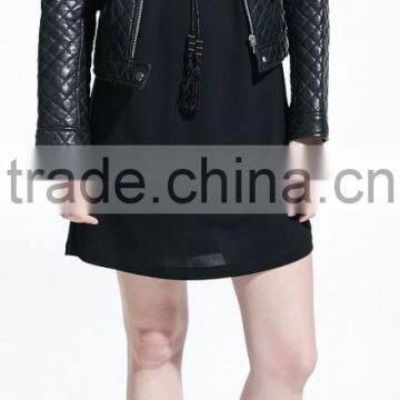 Stylish Black Quilted PU Leather Jacket for Women