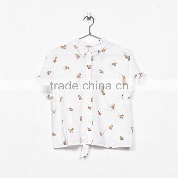 2017 High Quality Ladies Animal Print Cropped t Shirts With Back Knot photo-6