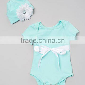 Latest Teal Rompers Baby Girl Including Flower Beanie Short Sleeve Babies Romper Suits Cute Pajama Romper CS90425-17