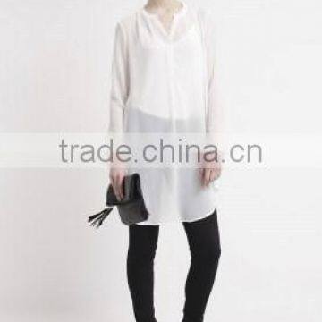 Basic Long Section White t Shirt Long Sleeve Fashion Casual Tunic photo-4