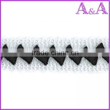 Black dry wedding dress decorative trim materials fabric chemical embroidery with beads cord guipure bobbin lace