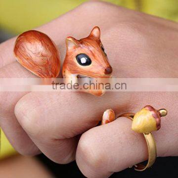 3Pcs Super Cute Animal Ring Adjustable Finger Wrap Stack Rings Cute Squirrel Open Joint Knuckle Nail Ring Set photo-3