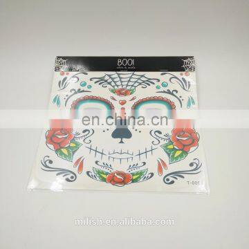 2017 Halloween decorations skull face sticker wholesale ECO-friendly Waterproof temporary tattoos sticker for sale MFJ-0079