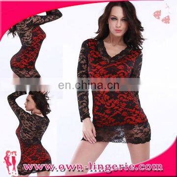 sexy Long Sleeve Lingerie Mini nightwear Lace c photos