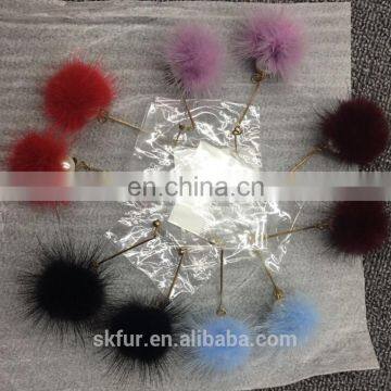Factory Wholesale High Quality Real Mink Fur Small Ball Earrings for Women photo-6