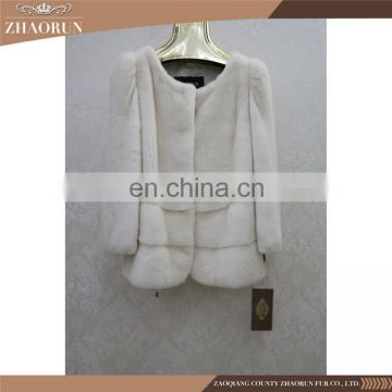 New Design Winter Women Short Import White Mink Fur Coat Jacket Overcoat For Lady