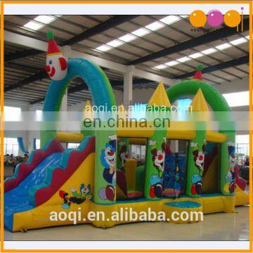 kids entertainment pvc tarpaulin clown inflatable combo bouncer slide