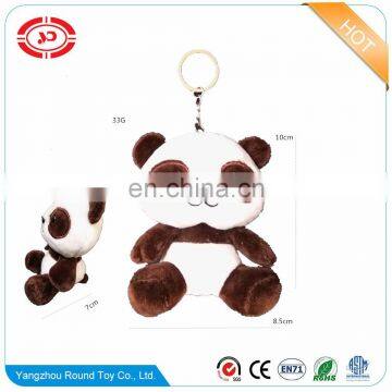 Brown cute small panda plush soft stuffed keychain CE custom toy