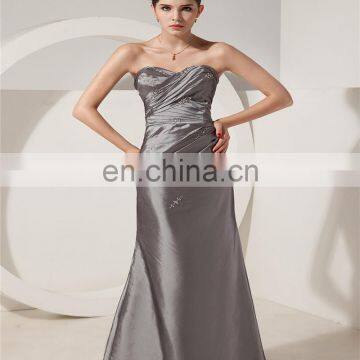 High Quality Grey Sweetheart Sleeveless Evening Gowns Floor Length Embroideried Ruched Mother Of The Bride Dress