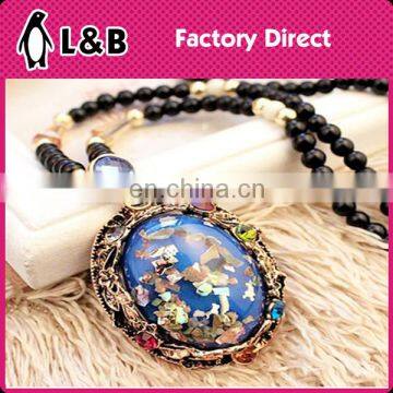 2016 fashion handmade round square triangle fancy cheapest pendant handmade chunky bead necklace