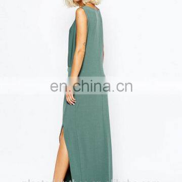 Summer Long Ladies Casual Dress Side Slipt Outfit Dress