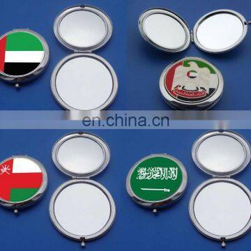 70mm custom Middle east country national flag printed metal compact cosmetic makeup mirror