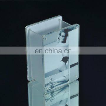 Super clear acrylic plastic vase with photo frame