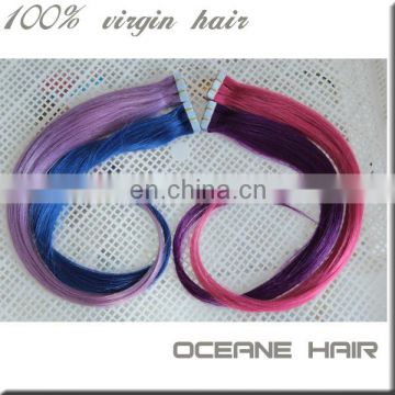 Factories For Sale Micro Tape And Ombre Remy Tape Hair silky straight colorful tape hair extensions