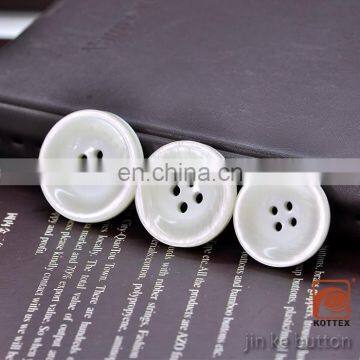 China Factory 4 Holes Pure White Pearl Color Resin Plastic Coat Button Has White Solid Color On Bottom For Shirt, Coat ,Garment