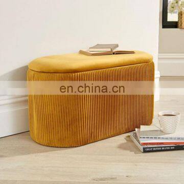 Reatai Home Furniture Round Pink Velvet Seat Cover Storage Luxury Velvet Ottoman Stool
