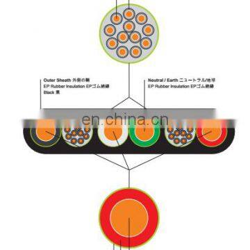 JIS Standard 0.6/1kv 50mm2 pnct-f rubber cable