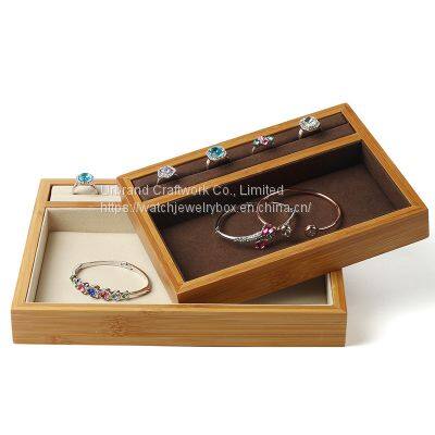 New bamboo and Wood Jewelry Ring Tray jade stationery solid wood viewing tray display tray counter display props