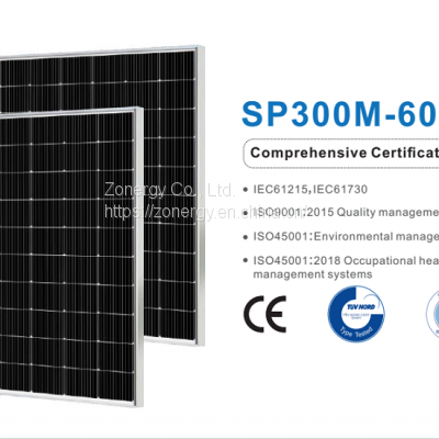 Zonergy 300w Solar Cells Panel Monocrystalline Mono Power Oem Price