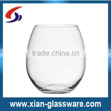 Promotional wholesale hand made clear stemless drinking glass cup/stemless wine glass for home/wedding