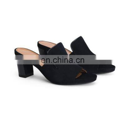 ladies stylish design suede slides patent high heel piping toe sandals shoes in US sizes (6 7 8 9 10 11)