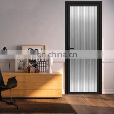 Extremely narrow tempered laminated frosted glass bathroom casement door