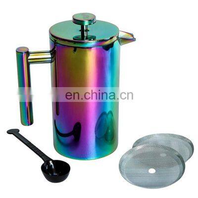 Double wall insulated vacuum stainless steel french press coffee maker