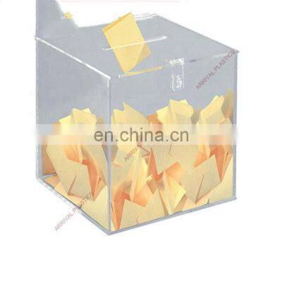 12-Inch Acrylic Ballot Box Cube with Hinged Lid, Clear