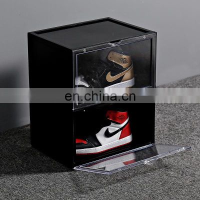 Side-Open Drop Door Magnetic Easily Assemble Custom  Custom Logo Clear PP Plastic Magnetic Acrylic Shoe Box