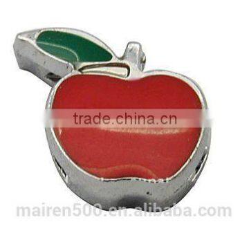 red apple slide bead charm