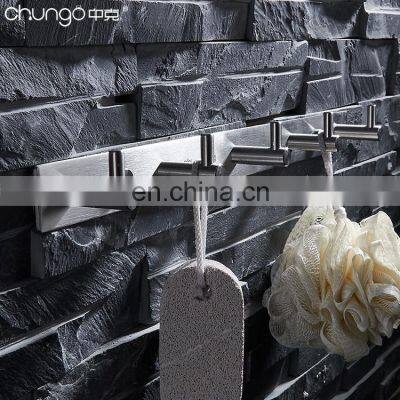 Stainless Steel Wall Mount Bathroom Accessories Double Sided Adhesive Robe Coat Clothing Towel Wall Hooks photo-5