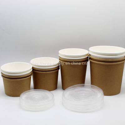 Wholesale 12 oz 500ml 850ml 1000ml 1300ml Take Away round paper salad bowl with lid
