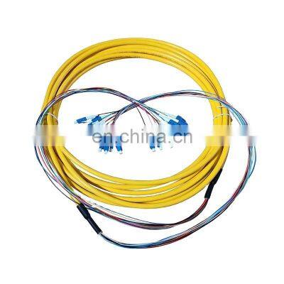 indoor fiber optic bundle patch cord 3m length,LC/UPC connectors 12 core single-mode optical fiber jumper