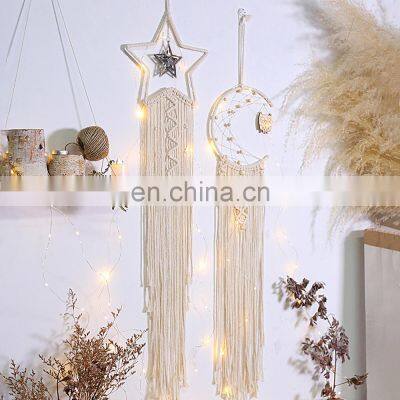 Злой глаз. Ловец снов. Вязаная сова. Макраме вешалка для стены. Ловец снов в виде луны. Тапис. Акриш мюрал. Для бохо стиля декора стены. Домашний декор photo-1