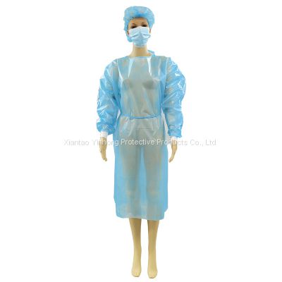 Blue Non Sterile Body Protection PP Laminated PE Disposable Isolation Gown