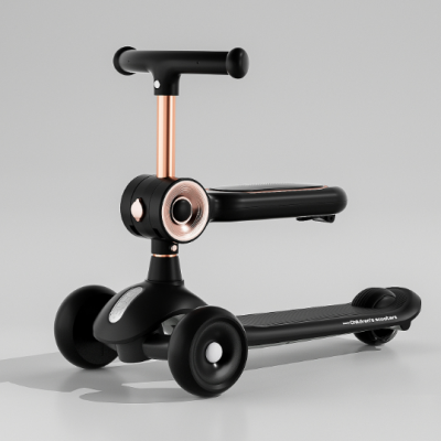 Foldable soft rubber handlebars, seats, lighting, music, aluminum pole, lightweight indoor sliding bike, new children's scooter