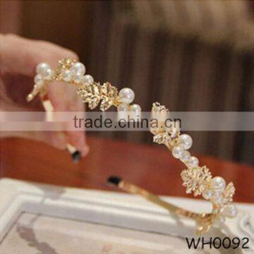 Tokyo milk wedding accessories 2015 wholesale gold pearl leave head band