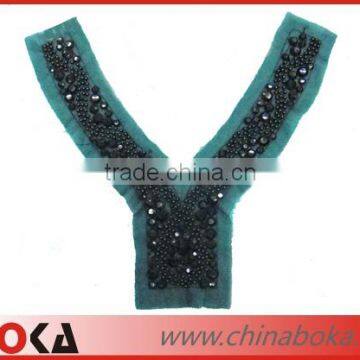 Fashion v-shape handmade beading women collar neck design