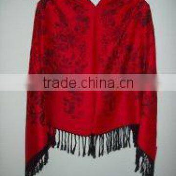 Red Color Pashmina Poncho